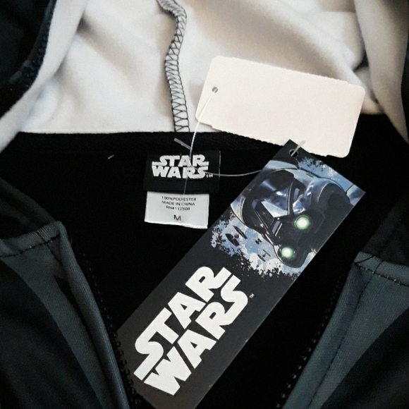 Star Wars Darth Zip Vader Jacket HOODIE Mask Sweatshirt Easy Halloween Costume M - Picture 3 of 6